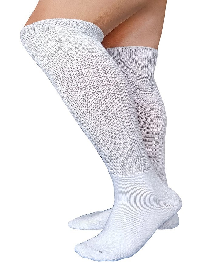 VEIGIKE Diabetic Edema Socks, Extra Wide Lymphedema Socks Walking boot sock, Bariatric Cast Sock for Men Women, 2 Pairs(white), One Size - Image 3